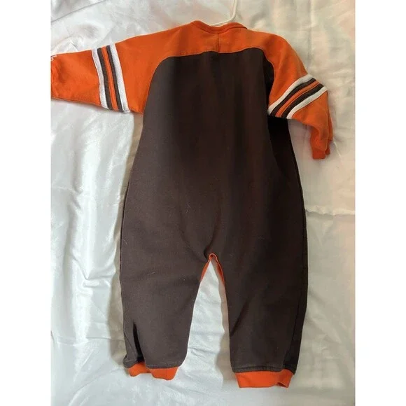 Cleveland Browns NFL Romper / Coverall — Brown & Orange Vintage 24 Months - Picture 9 of 10